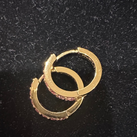 Kurt Geiger Gold Earrings with Pink Accents - Picture 3 of 6